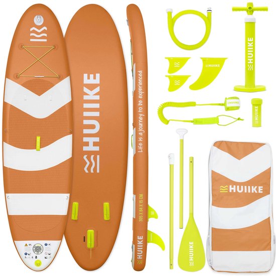 HUIIKE SUP Board - Opblaasbaar Paddle Board met Accessoires, Peddel, Vinnen, Pomp - Stand Up Paddle met Hoge Stabiliteit - 305 x 84 x 15 cm - Max. 130 kg