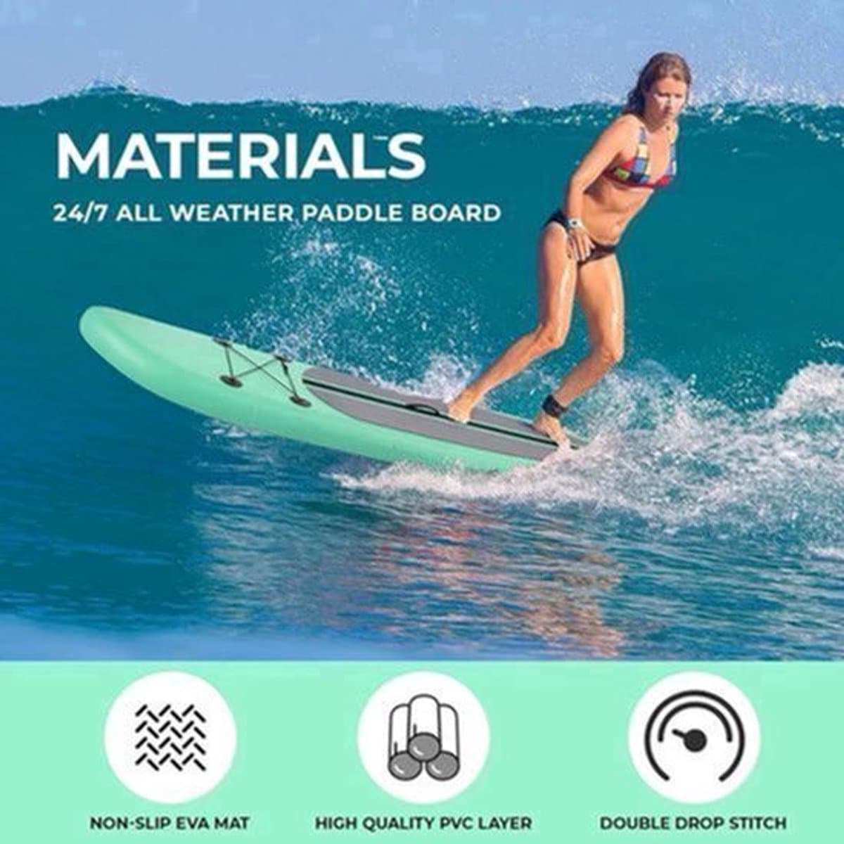 Opblaasbare Peddelboard SUP Surfboard Lichtgewicht & Compact