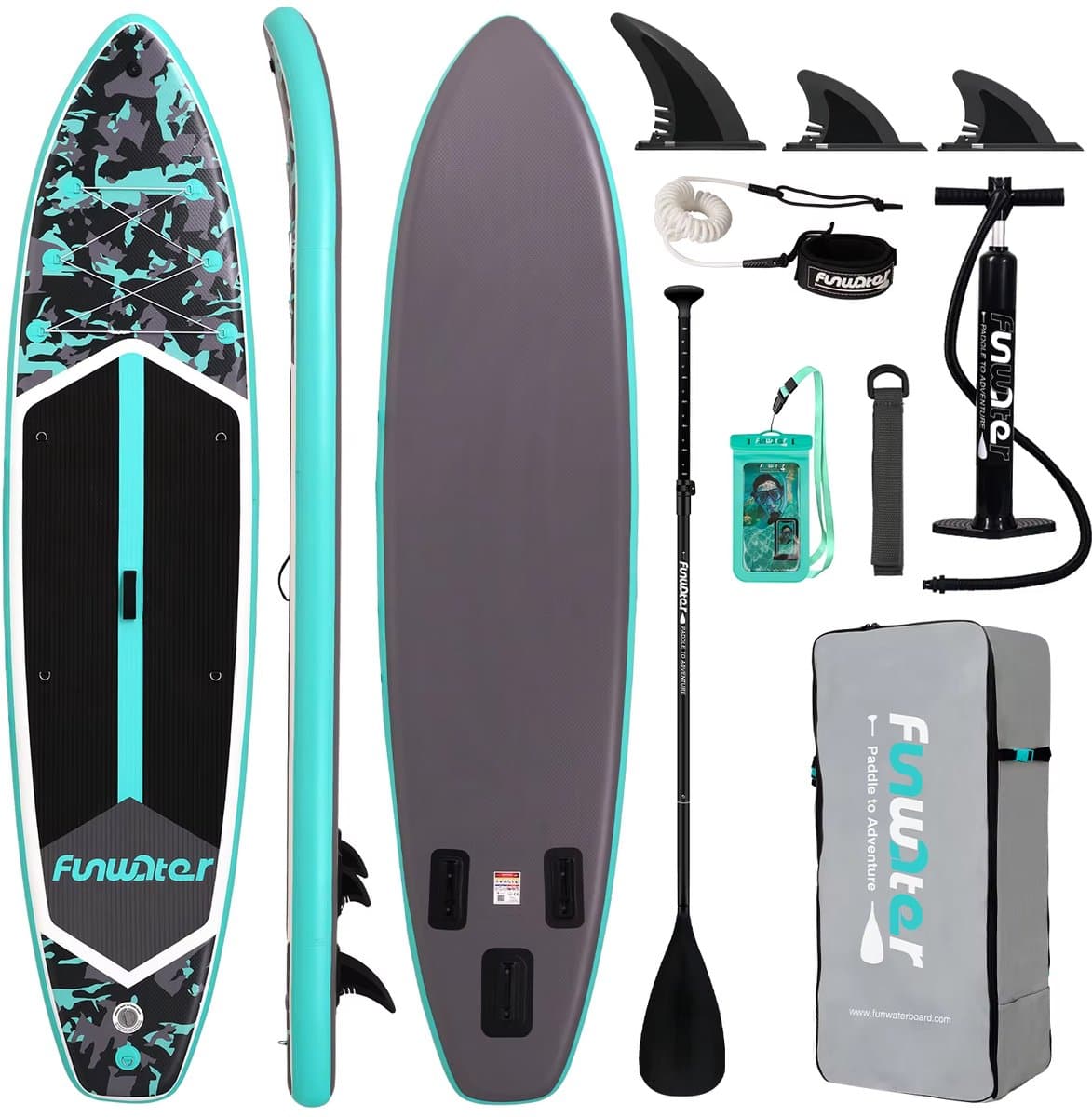 Funwater SUPFW32C SUP camouflage groen/zwart, 350×83 cm