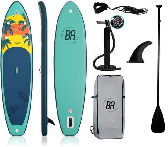 Best Active SUP Board XXL - Opblaasbaar Paddle Board - Complete Set - Met Pomp / Draagtas / Verstelbare Peddel / Enkelkoord / Reparatiekit - Belastbaarheid Max. 165KG - 335x84x15cm - Aqua
