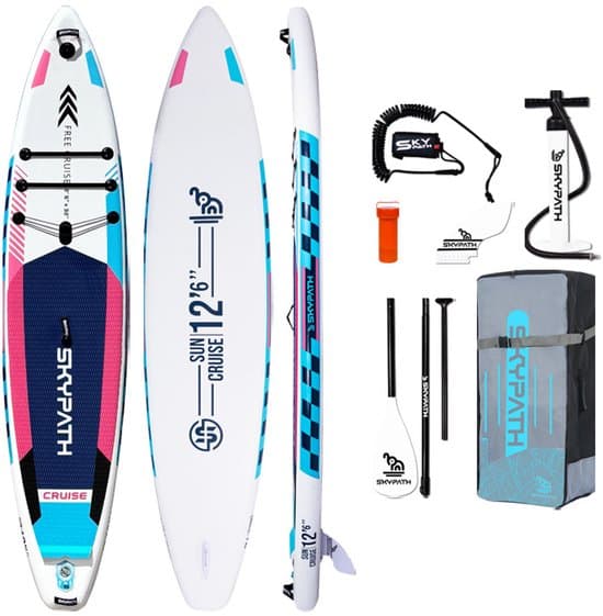 WaveRite 381x81x15 cm Opblaasbaar Stand Up Paddleboard (SUP) – Draaggewicht tot 200 kg – Ultra Licht & Stabiel – Compleet Surfset voor Beginners & Volwassenen – Water Sport Board – Wit