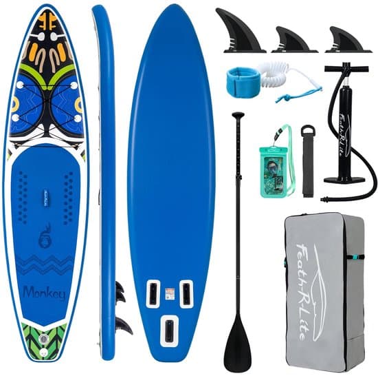 Sensova - SUP Board Opblaasbaar 335 cm 11 ft - Monkey Design - Lichtgewicht - Touring & Yoga - Inclusief Complete Set & Pomp