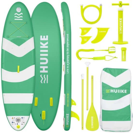 HUIIKE SUP Board - Opblaasbaar Paddle Board met Accessoires, Peddel, Vinnen, Pomp - Stand Up Paddle met Hoge Stabiliteit - 305 x 84 x 15 cm - Max. 130 kg