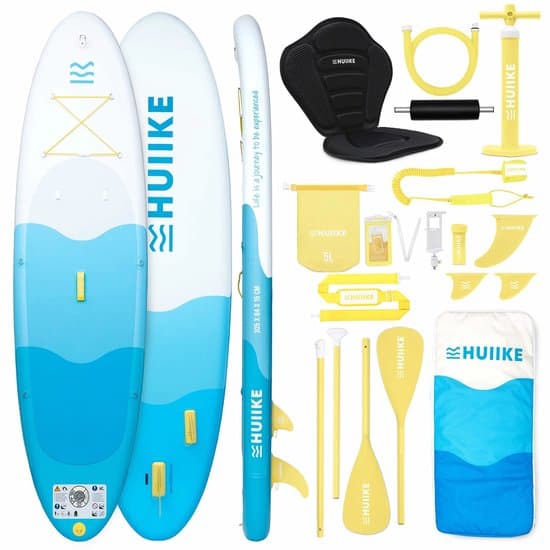 HUIIKE SUP Board - Opblaasbaar Paddle Board met Accessoires, Peddel, Vinnen, Pomp - Stand Up Paddle met Hoge Stabiliteit - 305 x 84 x 15 cm - Max. 130 kg