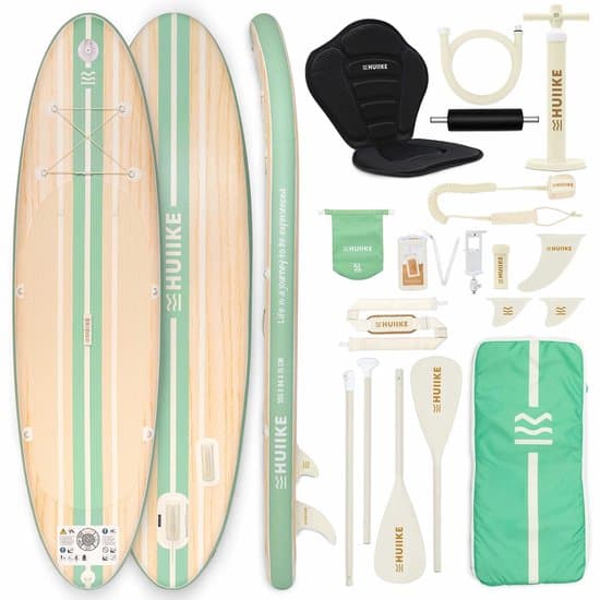 HUIIKE SUP Board - Opblaasbaar Paddle Board met Accessoires, Peddel, Vinnen, Pomp - Stand Up Paddle met Hoge Stabiliteit - 305 x 84 x 15 cm - Max. 130 kg