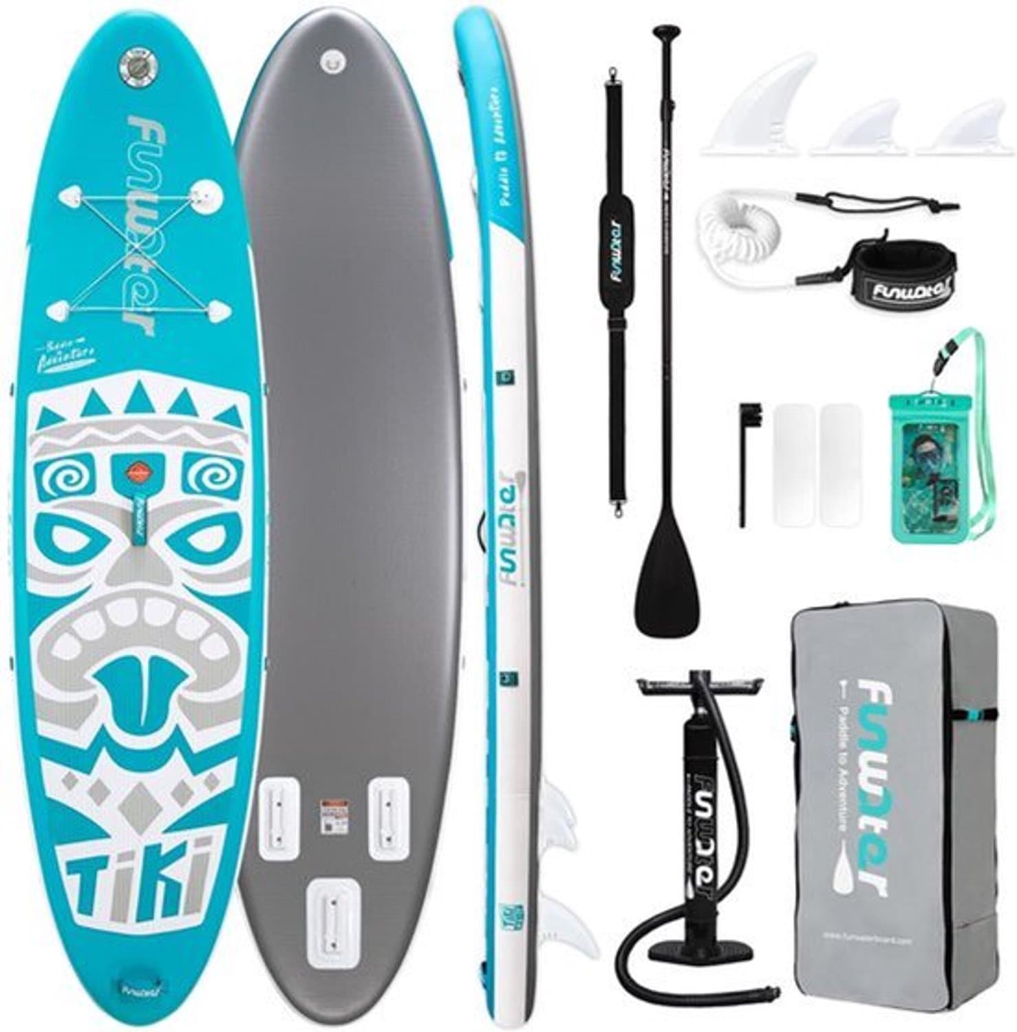 Opblaasbaar SUP 10'6 Blauw Tiki Wit & Zilver 7,98, 10.5', max 98 kg