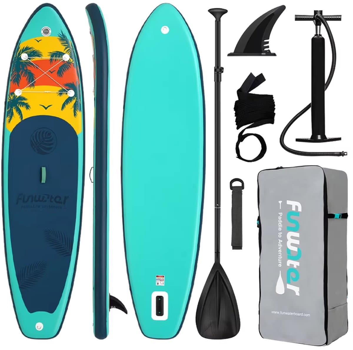 Funwater SUPFW55A SUP zeegroen stabiel, 335×83 cm, max 180 kg