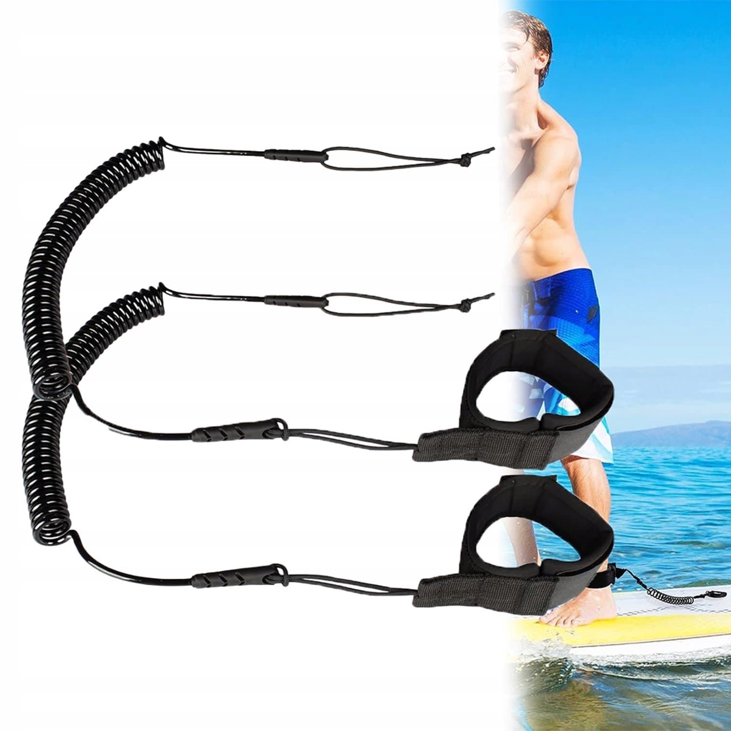 Merkloze SUP Leash Veiligheidskoord Enkelband 3m