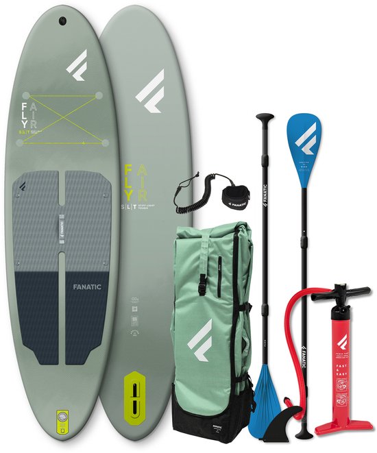 FANATIC, FLY AIR SLT, 10'8"-OPBLAASBAAR-SUPBOARD-PACKAGE-GREY/GREEN