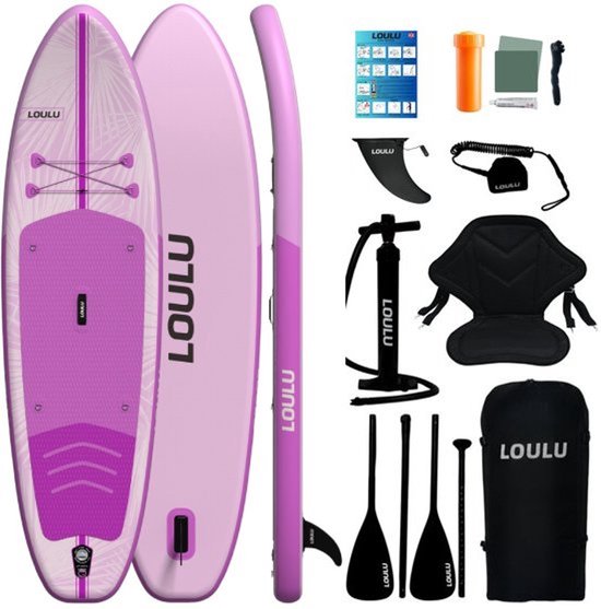 LOULU SUP Board Set - Met Zitje - Allround - Compleet Pakket - Opblaasbaar Paddle Board - 315x84cm - Roze - 150kg