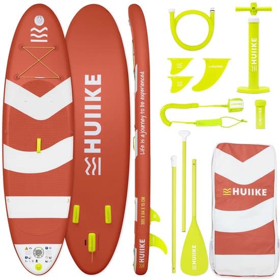 HUIIKE SUP Board - Opblaasbaar Paddle Board met Accessoires, Peddel, Vinnen, Pomp - Stand Up Paddle met Hoge Stabiliteit - 305 x 84 x 15 cm - Max. 130 kg