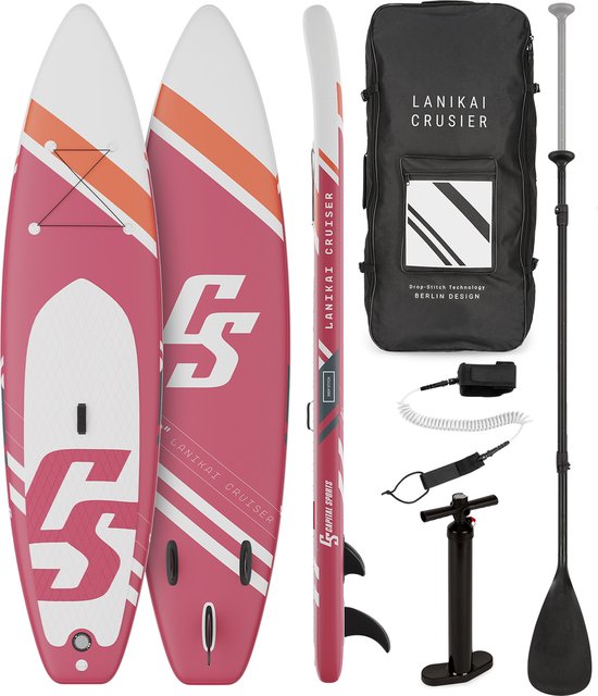 Capital Sports Aufblasbares SUP Board Set, All Roener SUP Board met Aluminium Paddel, Stand Up Paddling Board voor Kinder & Erwachsene, Paddle Board Aufblasbar met Tasche & Pumpe, 330cm/10,8ft – geschikt voor thuisfitness en sportschoolgebruik, duurz