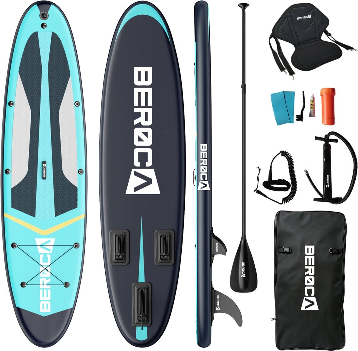 Beroca SUP Blauw zwart, 320×81 cm, max 160 kg
