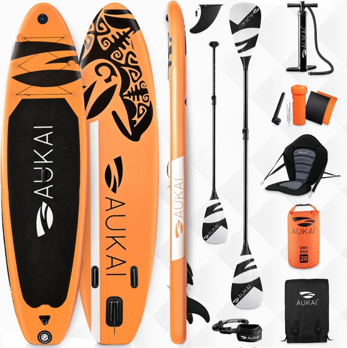 Supboard SUP Ocean Oranje Incl kayak paddle en, 320 cm, max 200 kg
