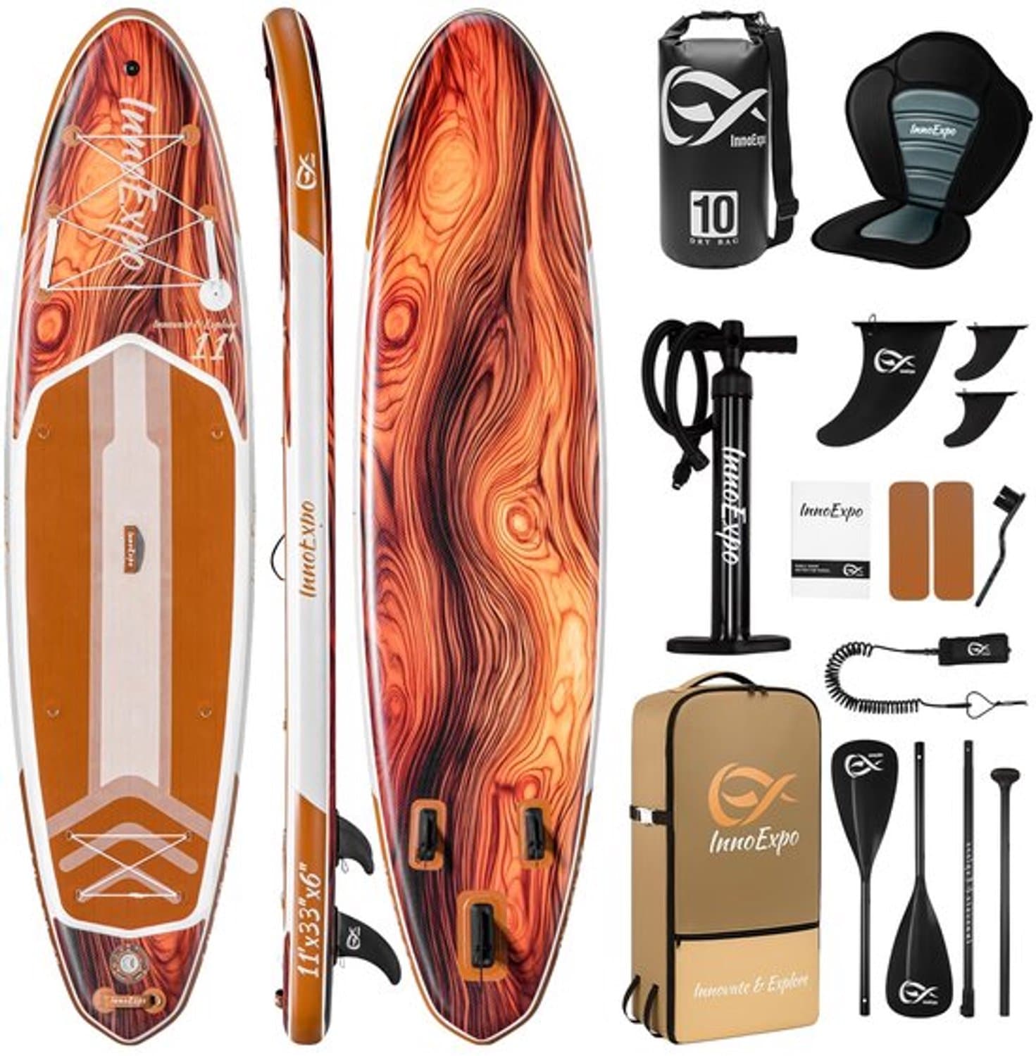 Opblaasbaar stand up met premium accessoires, breed, stabiel SUP