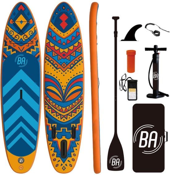 Best Active Kaimana SUP Board - Opblaasbaar Paddle Board - Complete Set - Belastbaarheid Max. 150KG - 320x81x15cm - Met Pomp / Draagtas / Verstelbare Peddel / Enkelkoord / Reparatiekit - Oranje
