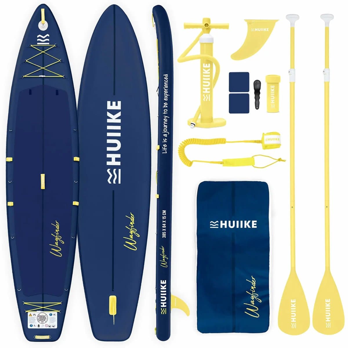 Huiike SUP Touring 2 Personen, Vinnen Stand Up, 385×84 cm, max 170 kg