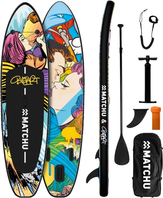 Matchu Sports - SUP board - Designed by Bustart - Limited collection ART - Stand up paddle board - 320x81x15 - Opblaasbaar - Premium kwaliteit
