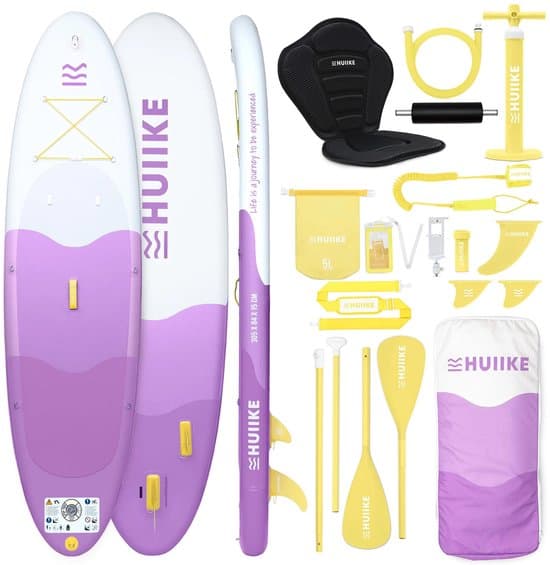 HUIIKE SUP Board - Opblaasbaar Paddle Board met Accessoires, Peddel, Vinnen, Pomp - Stand Up Paddle met Hoge Stabiliteit - 305 x 84 x 15 cm - Max. 130 kg