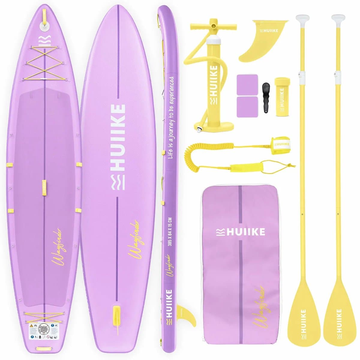 Huiike SUP Touring 2 Personen, Vinnen Stand Up, 385×84 cm, max 170 kg