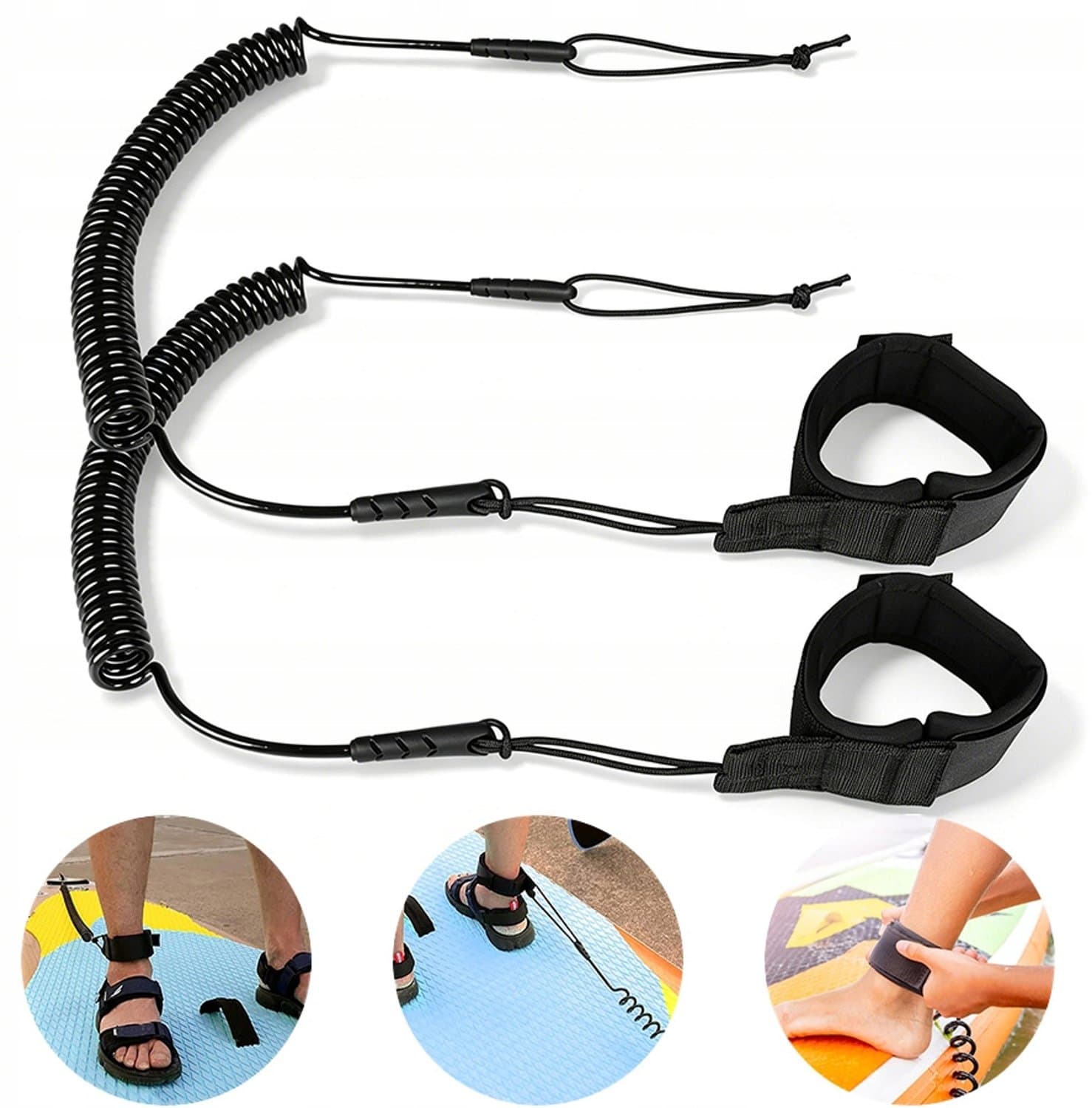 Merkloze SUP Leash Veiligheidskoord Enkelband 3m