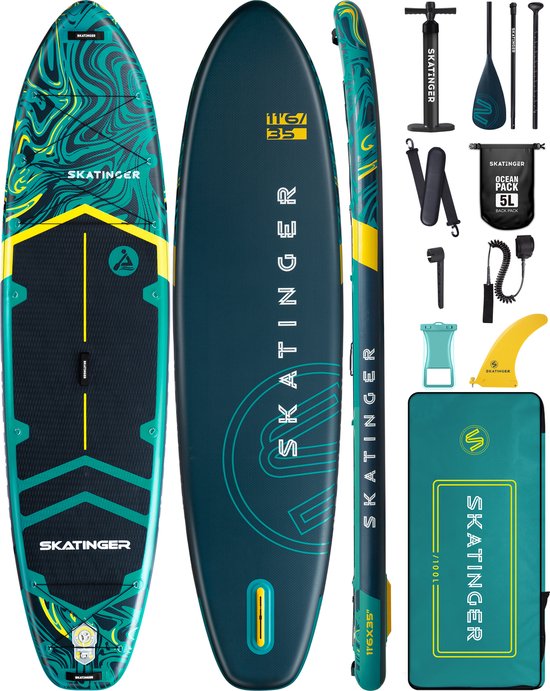 Skatinger SUP board - extra breed 89cm - 2 personen - 195 kg belastbaar