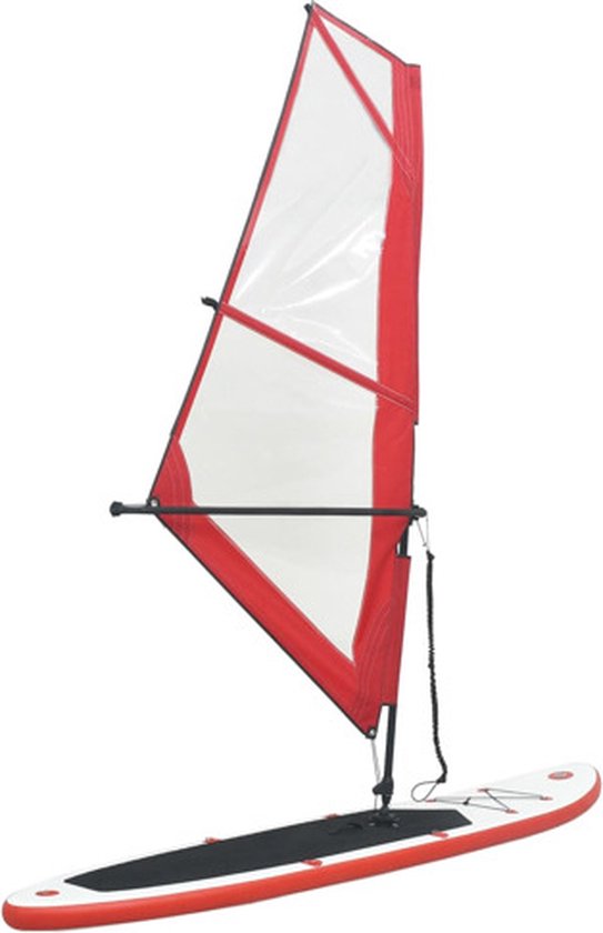 vidaXL Stand-up paddleboard opblaasbaar met zeilset rood en wit