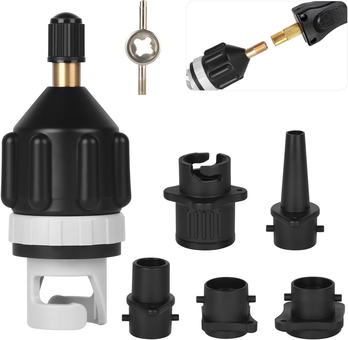 Opblaasbare SUP adapter met gasmondstukken en luchtklepconverter voor