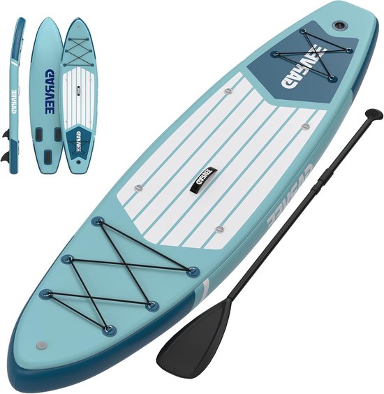 Opblaasbaar SUP Board 335 cm - Blauw - Antislip EVA Dek - Incl. Hoogwaardige Accessoires, Draagtas & Pomp - Voor Jongeren & Volwassenen