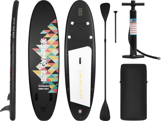 Gymrex SUP paddleboard - 130 kg - opblaasbaar - zwart