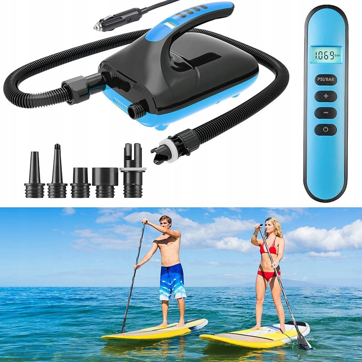 Elektrische pomp voor SUP, boten en matrassen 20 Psi
