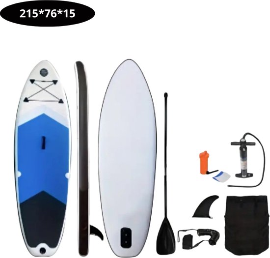 Bovista Sup Board - Opblaasbaar - Supboard - Sup Boards - Paddle - Kayak - Blauw & Wit - 215 CM