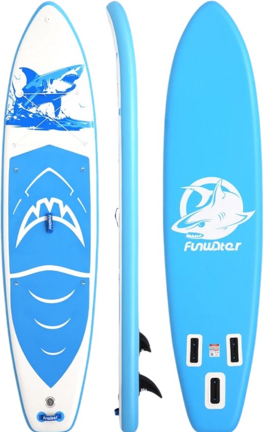Damenzo - Opblaasbaar paddle board - Sup board - Surfplank - Watersport - Draagvermogen 230 kg - 385×85×15cm - PVC - Blauw