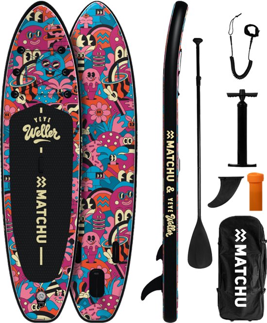 Matchu Sports - SUP board - Designed by Yeye Weller - Limited collection ART - Stand up paddle board - 320x81x15 - Opblaasbaar - Premium kwaliteit