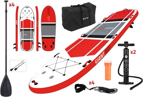 Pure4Fun - Supboard - Opblaasbaar- 4-6 Personen – Giant Paddle Board 457x151x20cm – Inclusief 4 Peddels & 2 Pompen