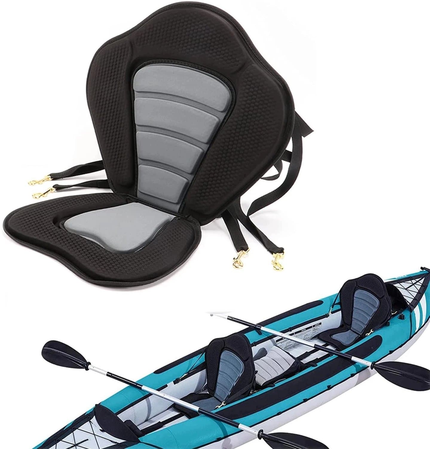 Comfortabel Kajak & SUP Zadel met Hoge Rugleuning en Rvs Haken