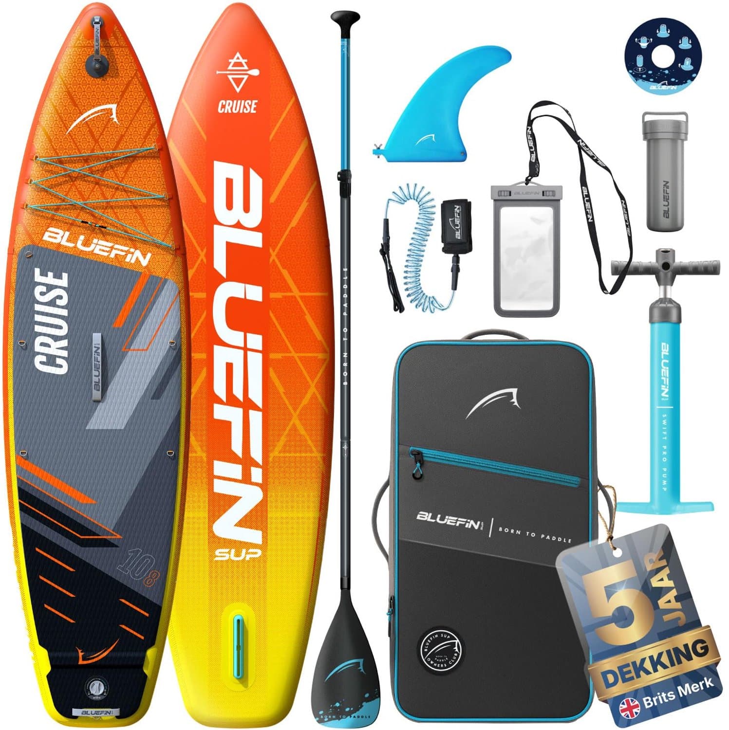 Paddleboard Premium SUP pakket Antislip dekpad, 10.7'
