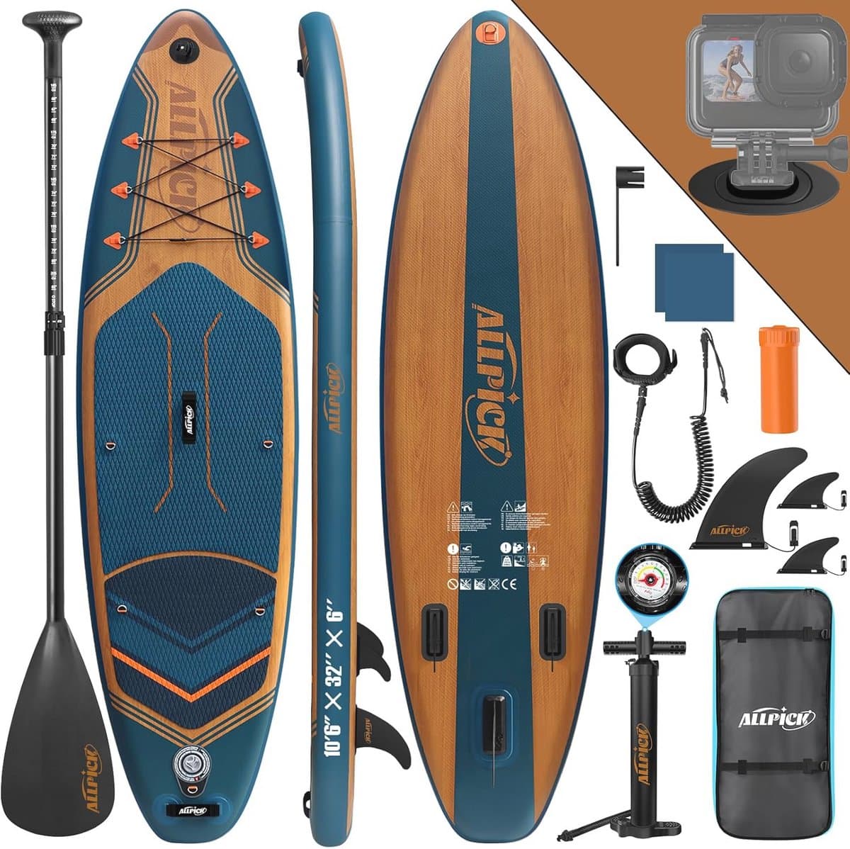 Opblaasbaar SUP boardset voor Stand Up Paddling, max 180 kg