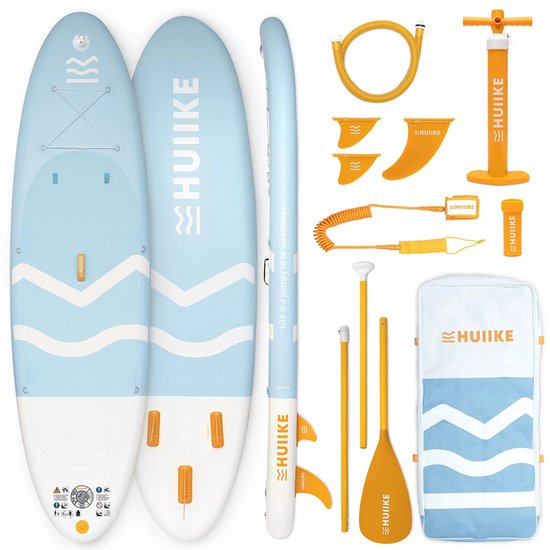 HUIIKE SUP Board - Opblaasbaar Paddle Board met Accessoires, Peddel, Vinnen, Pomp - Stand Up Paddle met Hoge Stabiliteit - 305 x 84 x 15 cm - Max. 130 kg