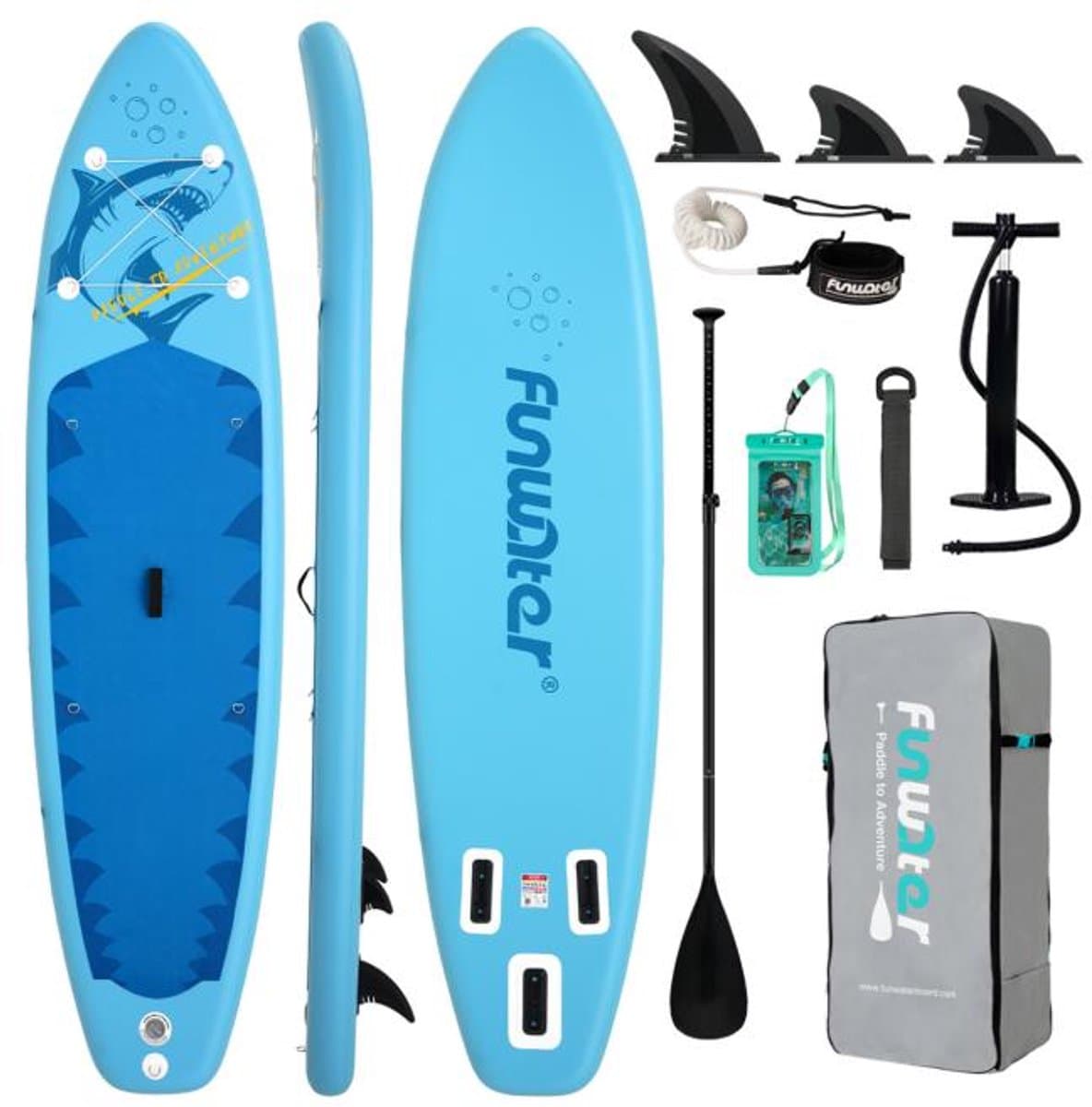 FunWater Stand Up voor volwassenen en beginners, 350×84 cm, max 120 kg