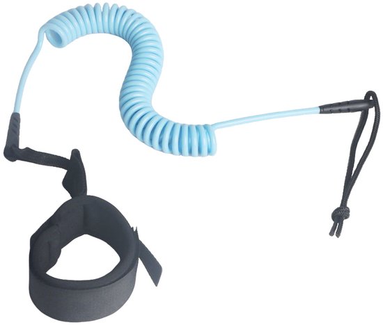 Surftouw - Bevestigingstouw voor surfplankbeen - Surftouw - Bevestigingstouw voor stand-up paddleboard - Anti-verliestouw - Rekbaar - Met klittenband - TPU-materiaal - Paddleboardaccessoires - Geschikt voor paddleboards, surfboards en kajaks - Blauw