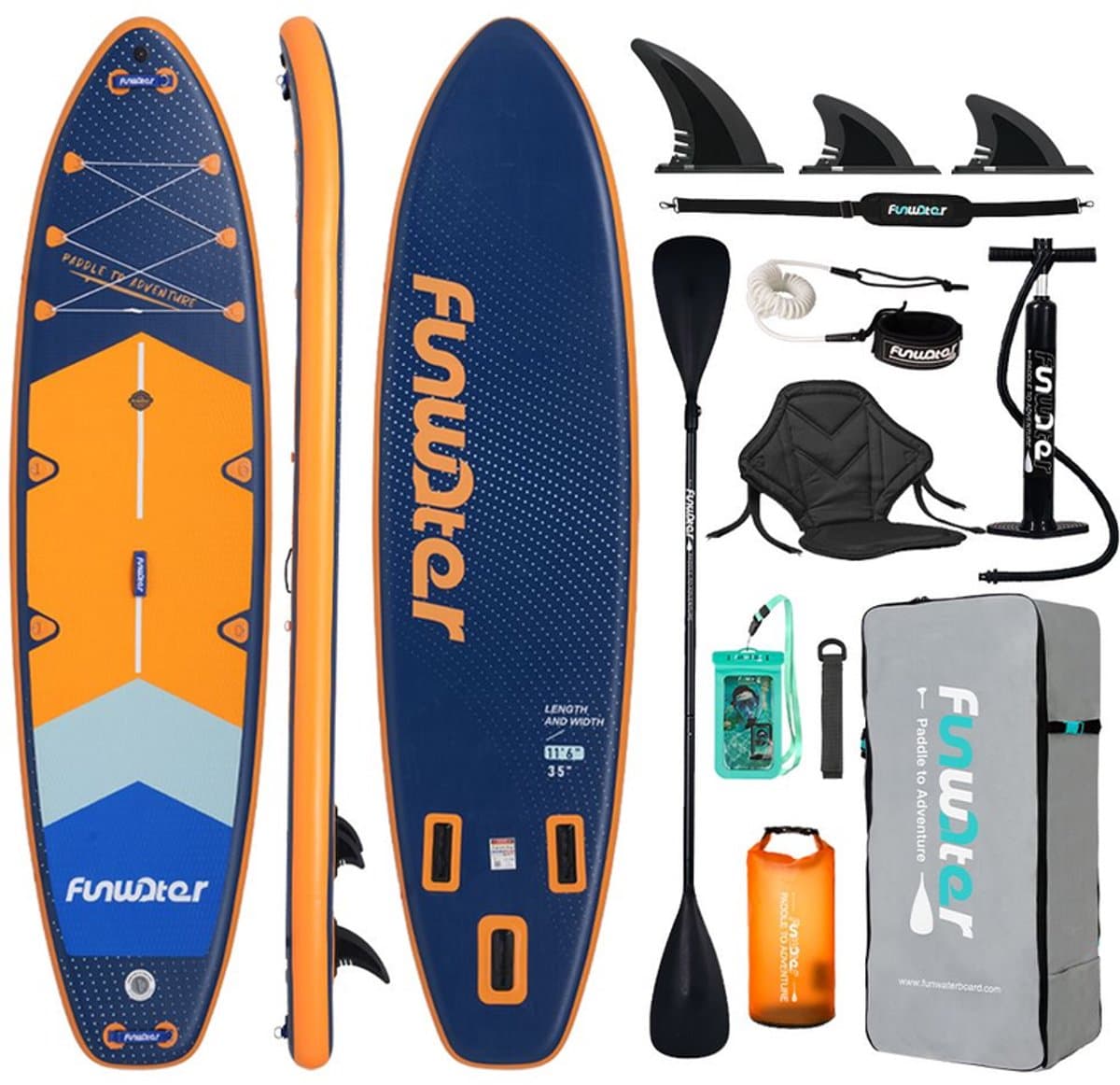 FunWater Stand Up Paddle Board350× voor, 350×90 cm, max 120 kg