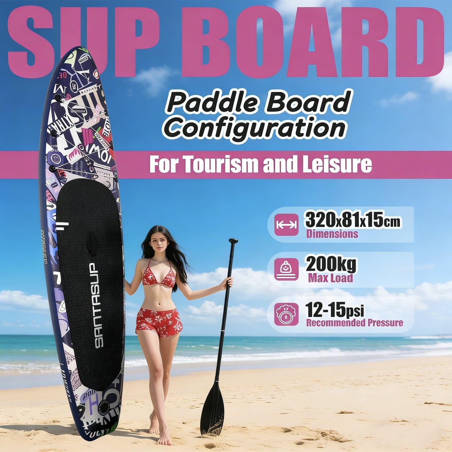 Opblaasbaar SUP 10'6" Straatgraffiti Print Lengte, 320 cm