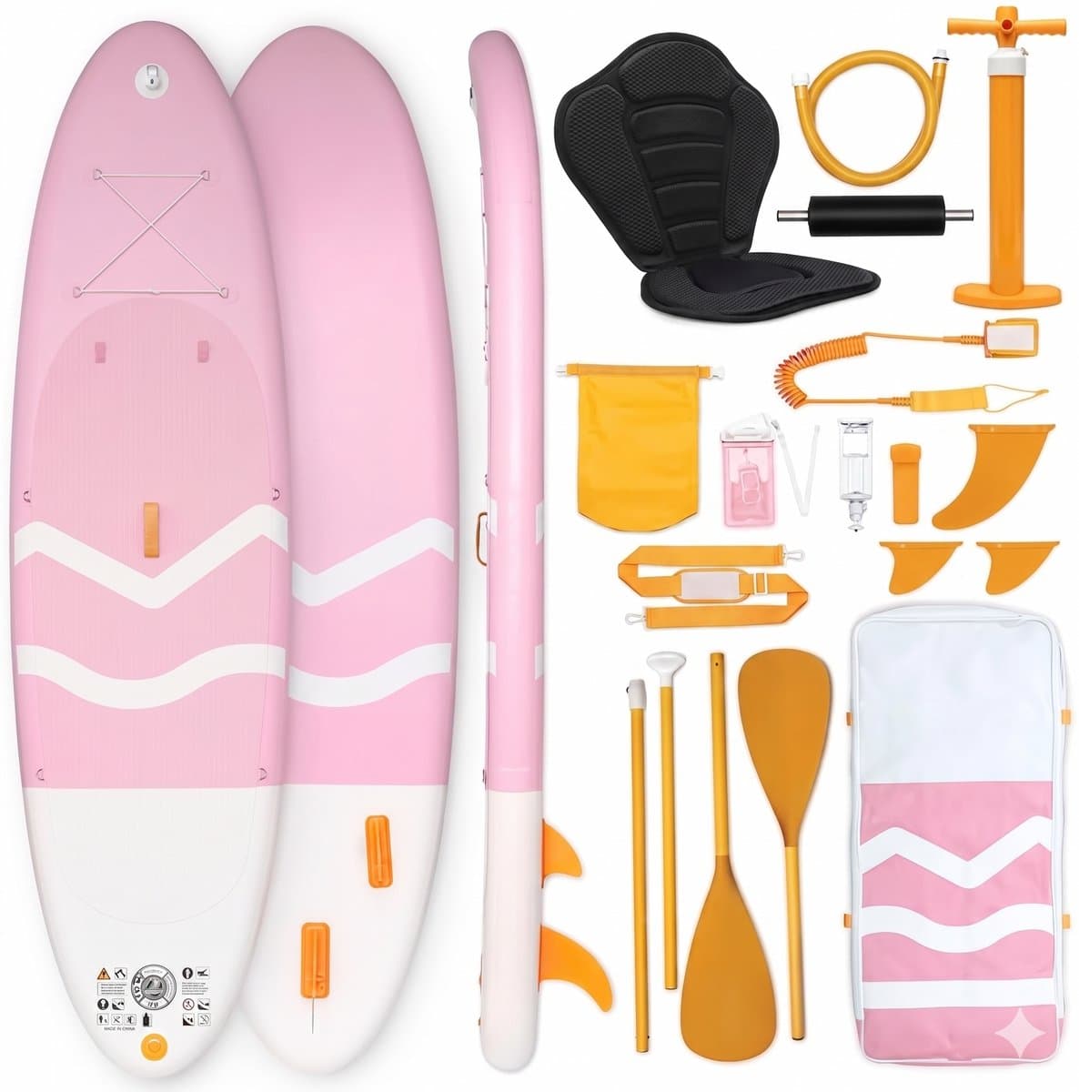 Opblaasbaar SUP Roze Stand Up Pomp Vinnen Rugzak, 305×84 cm, max 130 kg