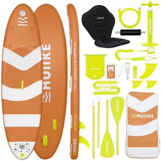 HUIIKE SUP Board - Opblaasbaar Paddle Board met Accessoires, Peddel, Vinnen, Pomp - Stand Up Paddle met Hoge Stabiliteit - 305 x 84 x 15 cm - Max. 130 kg