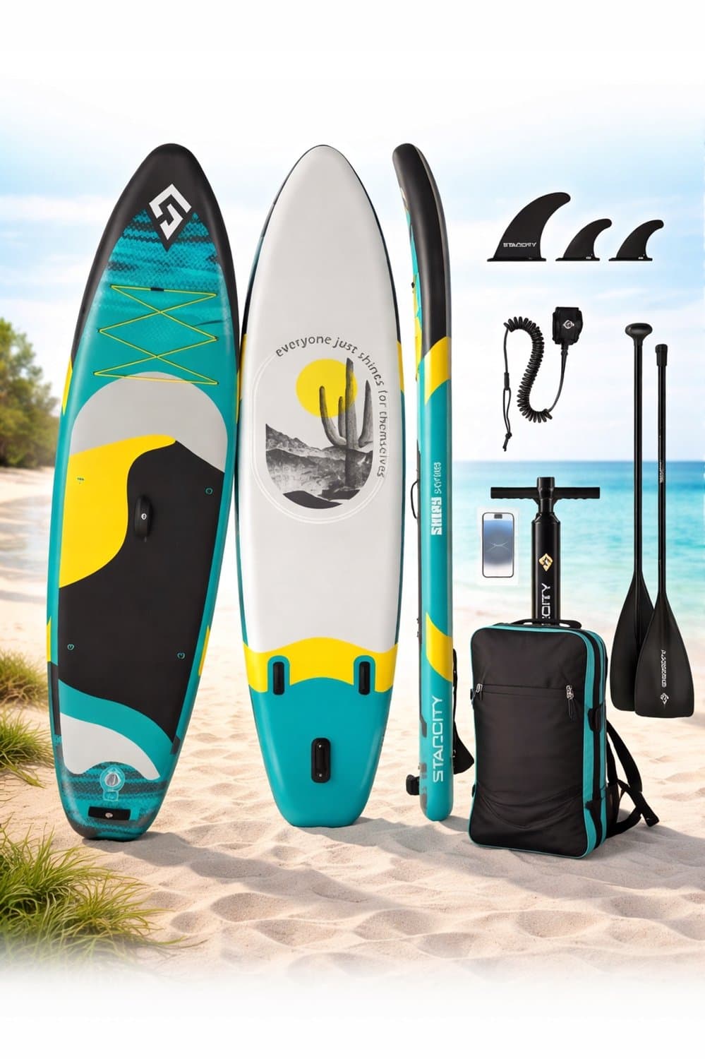 Opblaasbare SUP Set Turquoise Compleet & Stabiel, 335 cm