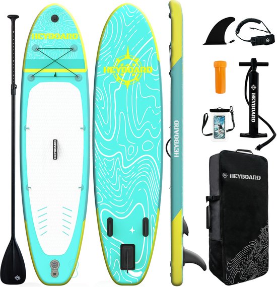 HEYBOARD SUP Board - Opblaasbaar Paddle Board - Complete Set - 320x81x15cm