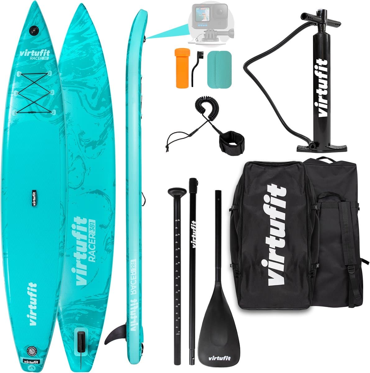 VirtuFit Racer SUP Met GoPro Mount, Kickpad &, 381 cm