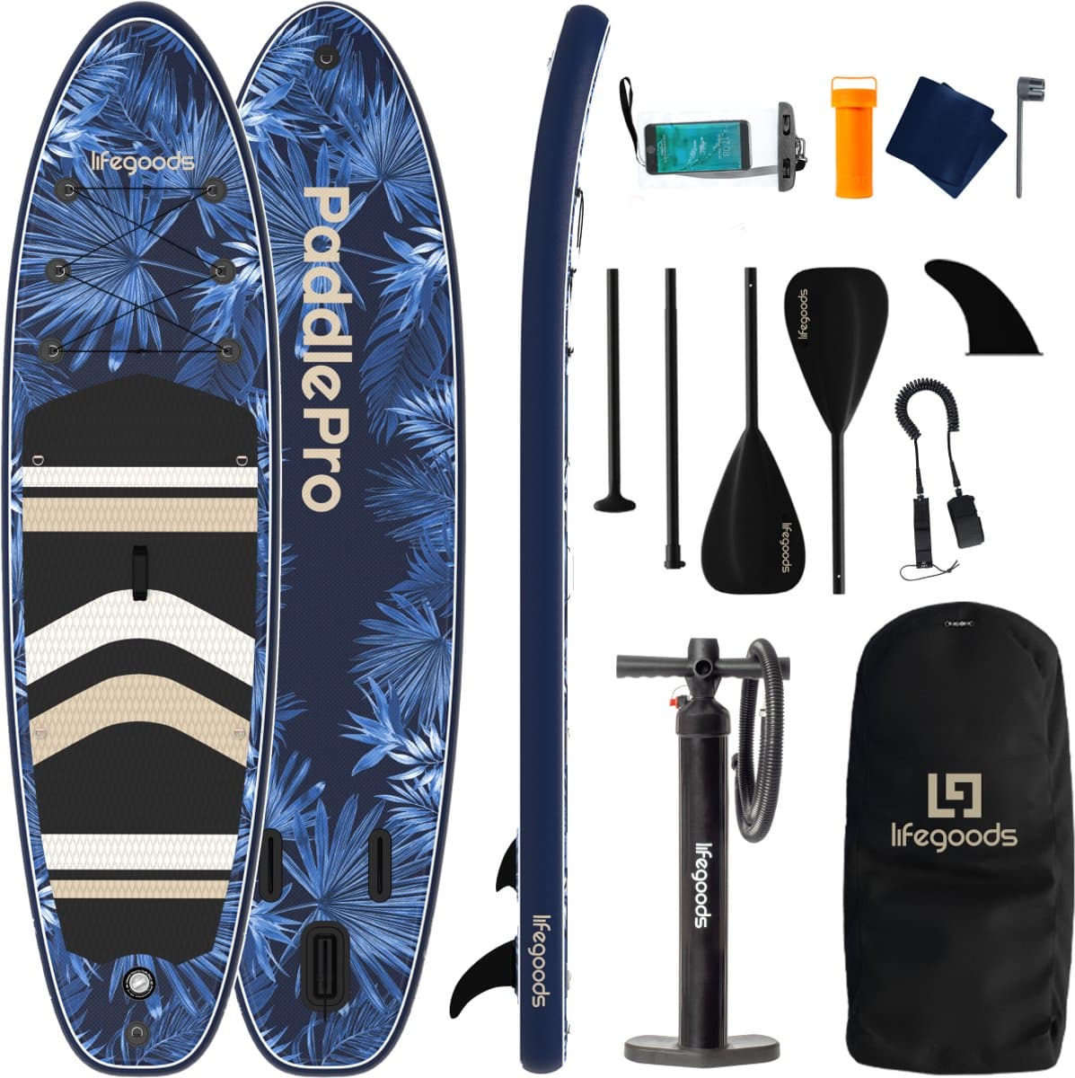 LifeGoods PaddlePro SUP Tropical Blauw, 320×81 cm, max 150 kg