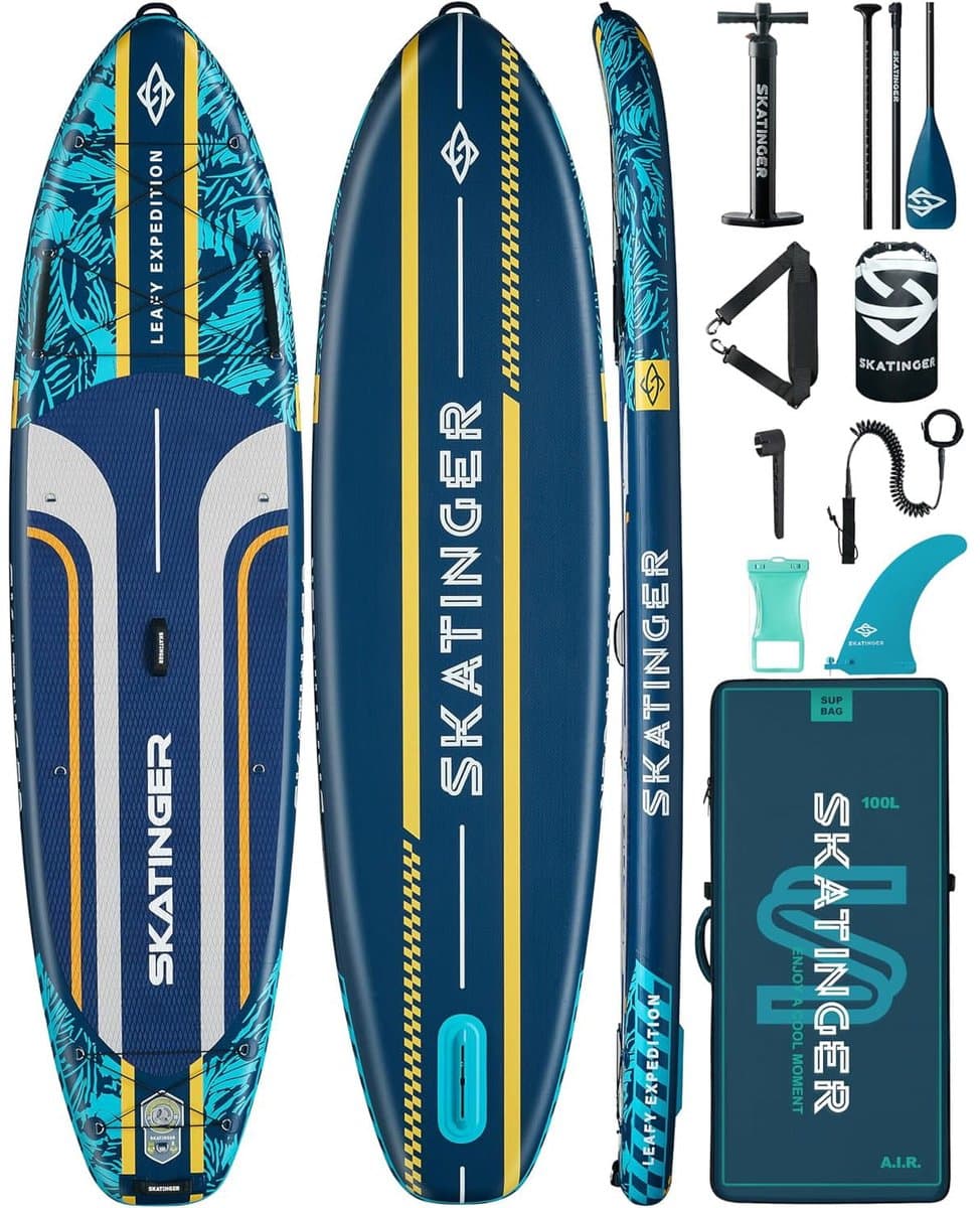Skatinger Leafy Expedition Blue Touring SUP Compleet Pakket